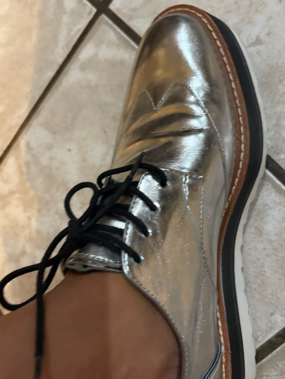 Zara silver oxfords platform